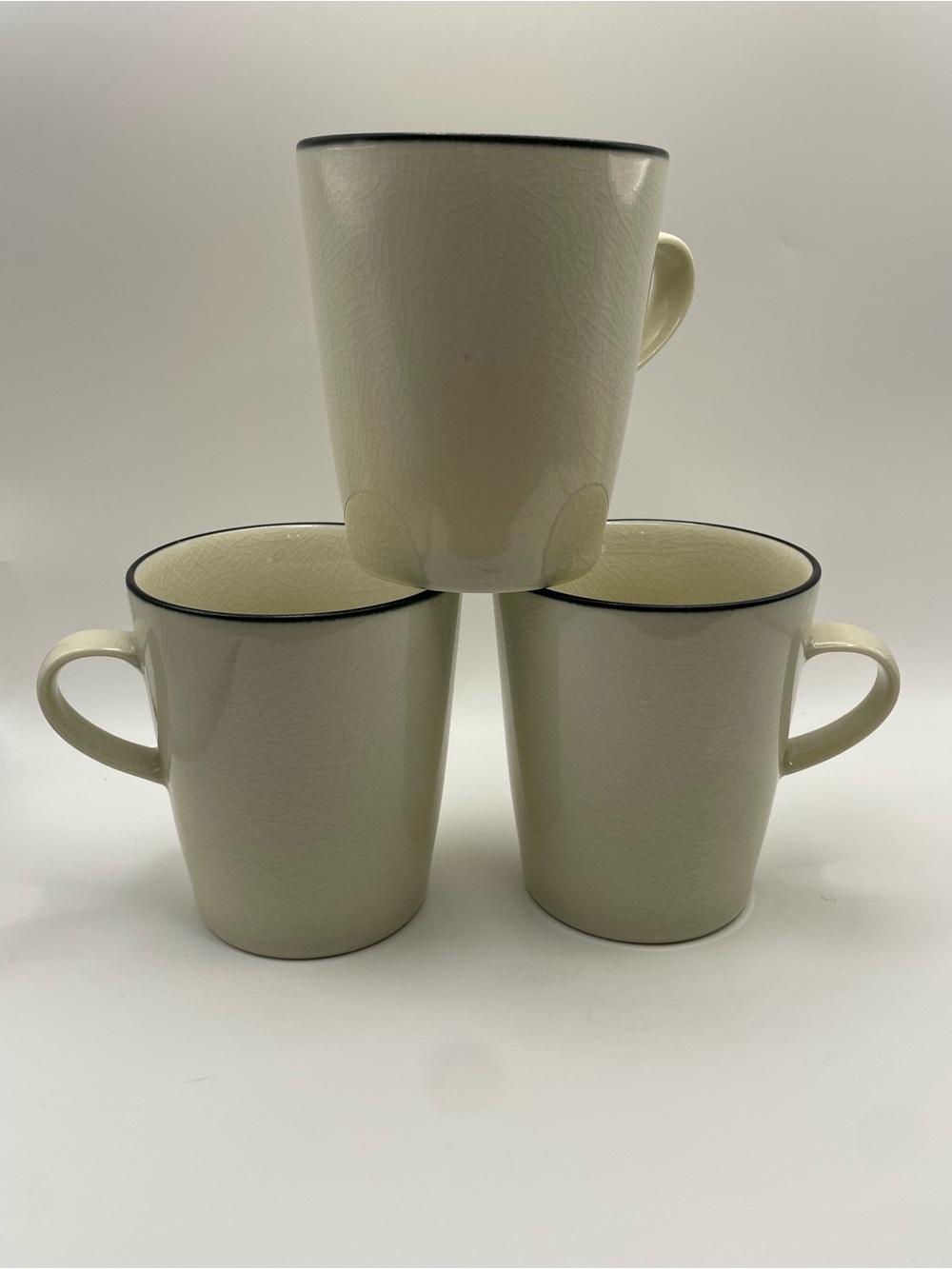 Crate & Barrel Kathleen Wills Kita Crackle-finish Ceramic Coffee Mug Set of 3